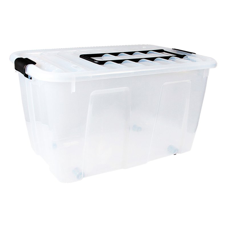 plast team opbergbox HOME BOX, met wielen en handvat, transparant, 86 liter